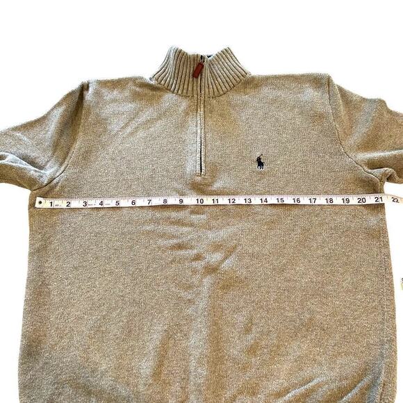Polo Ralph Lauren Quarter Zip Cotton Sweater Gray and Navy Size Medium - Picture 4 of 11